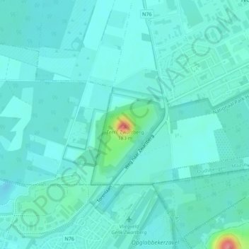 Mappa topografica Terril Zwartberg, altitudine, rilievo