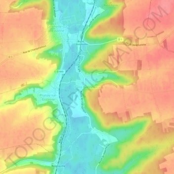 Mappa topografica Buno-Bonnevaux, altitudine, rilievo