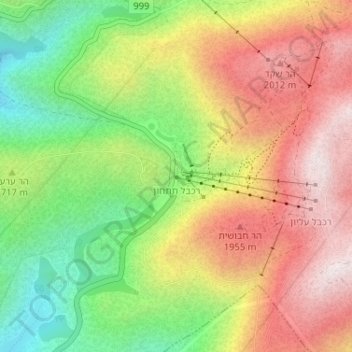 Mappa topografica Mount Hermon, altitudine, rilievo