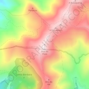 Mappa topografica Pía Paxaro, altitudine, rilievo