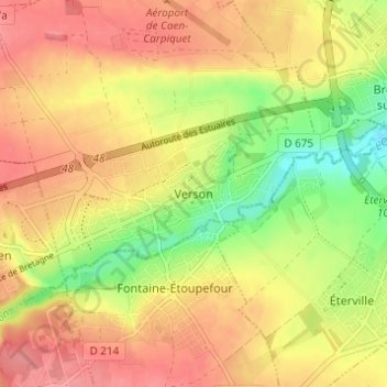 Mappa topografica Verson, altitudine, rilievo
