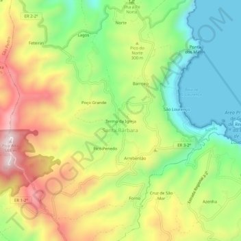 Mappa topografica Termo da Igreja, altitudine, rilievo