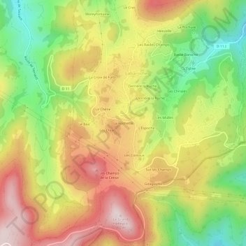 Mappa topografica La Rochette, altitudine, rilievo