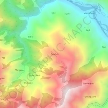 Mappa topografica Barsūri, altitudine, rilievo
