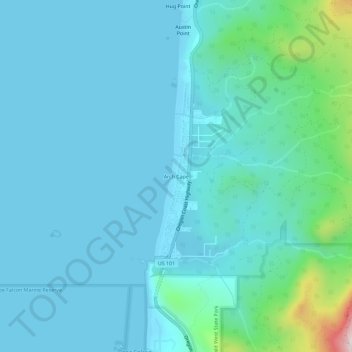 Mappa topografica Arch Cape, altitudine, rilievo