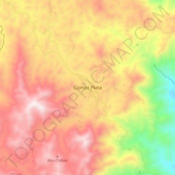 Mappa topografica Gómez Plata, altitudine, rilievo