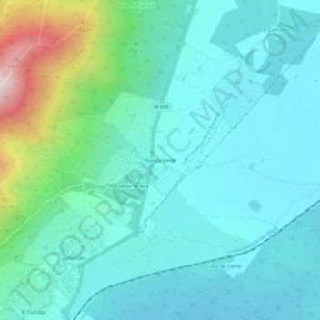 Mappa topografica Puerta Verde, altitudine, rilievo