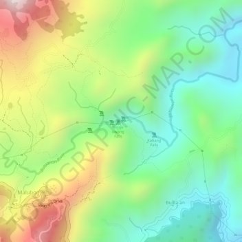 Mappa topografica Malingin Falls, altitudine, rilievo
