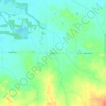 Mappa topografica Shaws, altitudine, rilievo