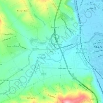 Mappa topografica Ricci, altitudine, rilievo