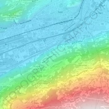 Mappa topografica Turin, altitudine, rilievo