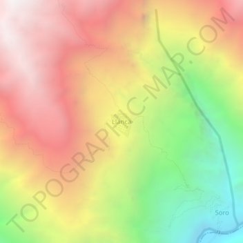 Mappa topografica Llanca, altitudine, rilievo