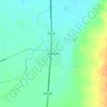 Mappa topografica Ahumada, altitudine, rilievo