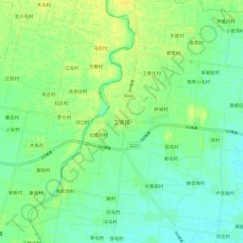 Mappa topografica 卫贤镇, altitudine, rilievo