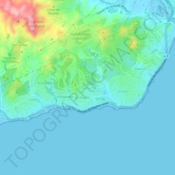 Mappa topografica Chaparral, altitudine, rilievo