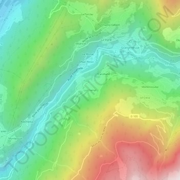 Mappa topografica La Chenat, altitudine, rilievo