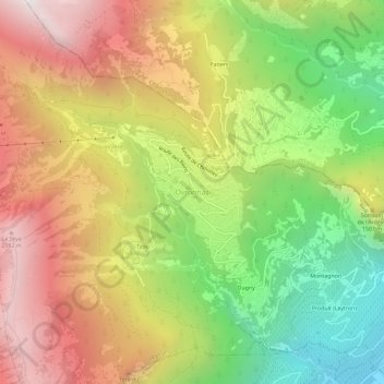 Mappa topografica Ovronnaz, altitudine, rilievo