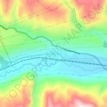 Mappa topografica Pachachaca, altitudine, rilievo