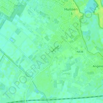 Mappa topografica Bergerden, altitudine, rilievo
