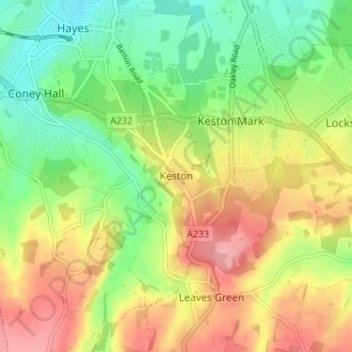 Mappa topografica Keston, altitudine, rilievo