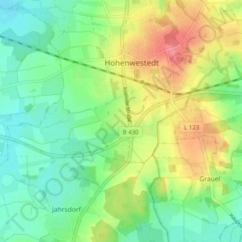 Mappa topografica Glüsing, altitudine, rilievo