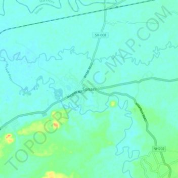 Mappa topografica Sonari, altitudine, rilievo