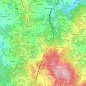 Mappa topografica Cimo de Vila, altitudine, rilievo