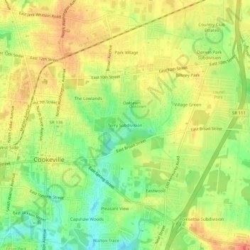 Mappa topografica Terry Subdivision, altitudine, rilievo
