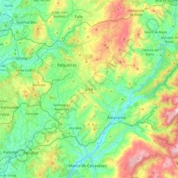Mappa topografica Lixa, altitudine, rilievo