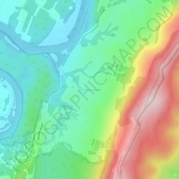 Mappa topografica Shannondale, altitudine, rilievo