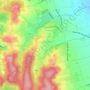 Mappa topografica Cautères, altitudine, rilievo