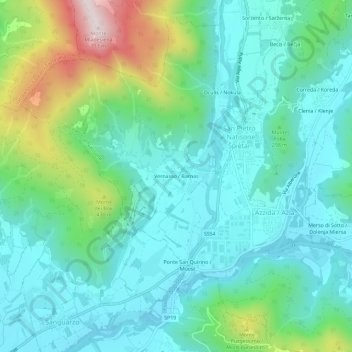 Mappa topografica Vernasso, altitudine, rilievo