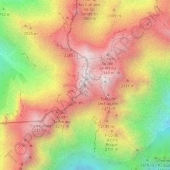 Mappa topografica Morra de Lechugales, altitudine, rilievo