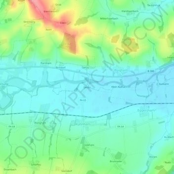 Mappa topografica Gerau, altitudine, rilievo