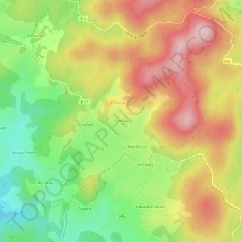 Mappa topografica Sommée, altitudine, rilievo