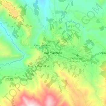 Mappa topografica Huamachuco, altitudine, rilievo