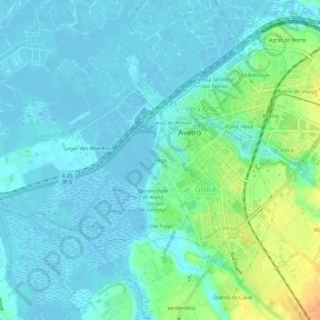 Mappa topografica Pêga, altitudine, rilievo