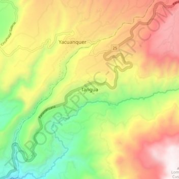 Mappa topografica Tangua, altitudine, rilievo