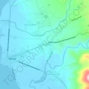 Mappa topografica Calumpang, altitudine, rilievo