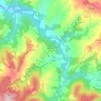 Mappa topografica La Piazza, altitudine, rilievo