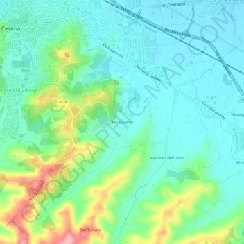 Mappa topografica Rio Marano, altitudine, rilievo