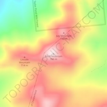 Mappa topografica Bitch Mountain, altitudine, rilievo