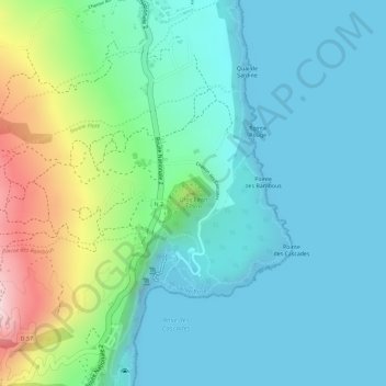 Mappa topografica Gros Piton, altitudine, rilievo