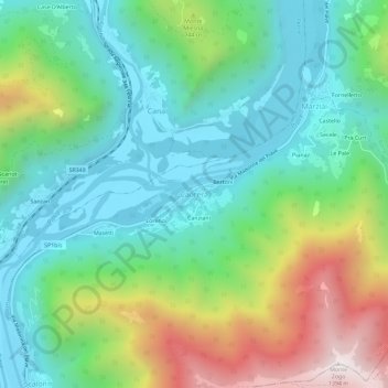 Mappa topografica Caorera, altitudine, rilievo