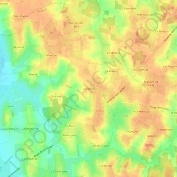 Mappa topografica La Sarrée, altitudine, rilievo