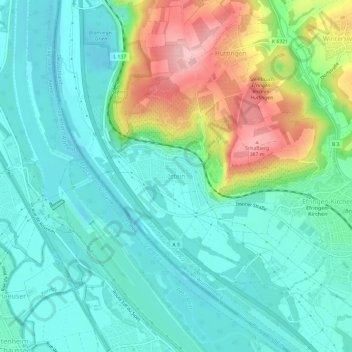 Mappa topografica Istein, altitudine, rilievo