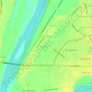 Mappa topografica Pallua Sur, altitudine, rilievo