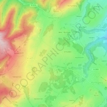 Mappa topografica Eschachried, altitudine, rilievo