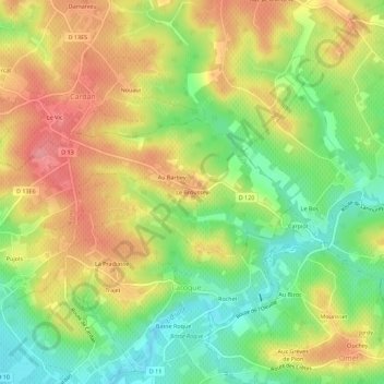 Mappa topografica Le Broussey, altitudine, rilievo