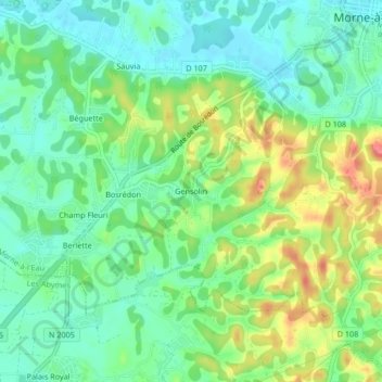 Mappa topografica Gensolin, altitudine, rilievo